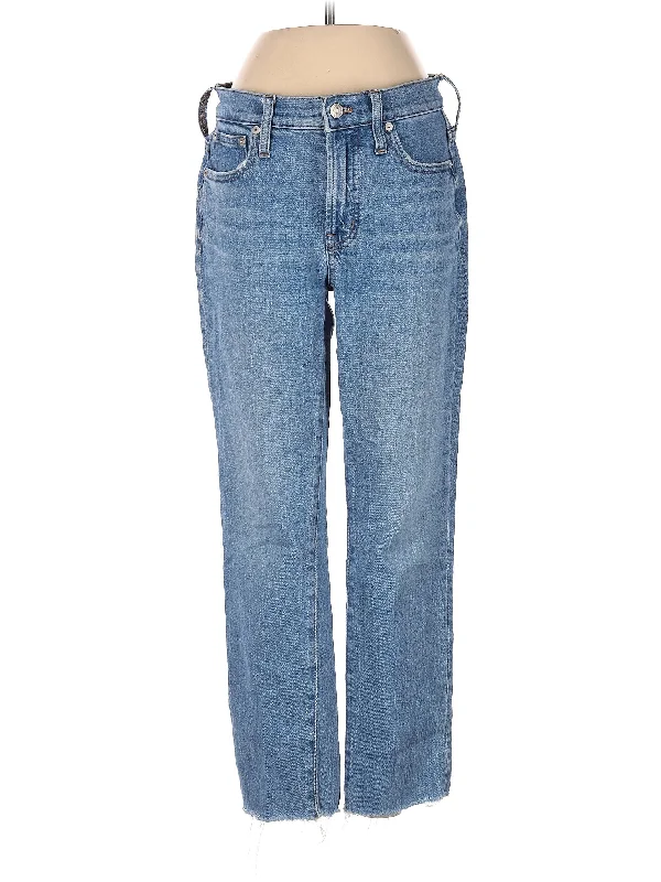 Thermal - lined denim jeans for warmth in cold weatherMid-Rise Straight-leg Jeans in Medium Wash
