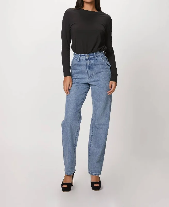 Recycled denim jeans made from repurposed materials for an environmentally conscious optionMom Jean In Mott