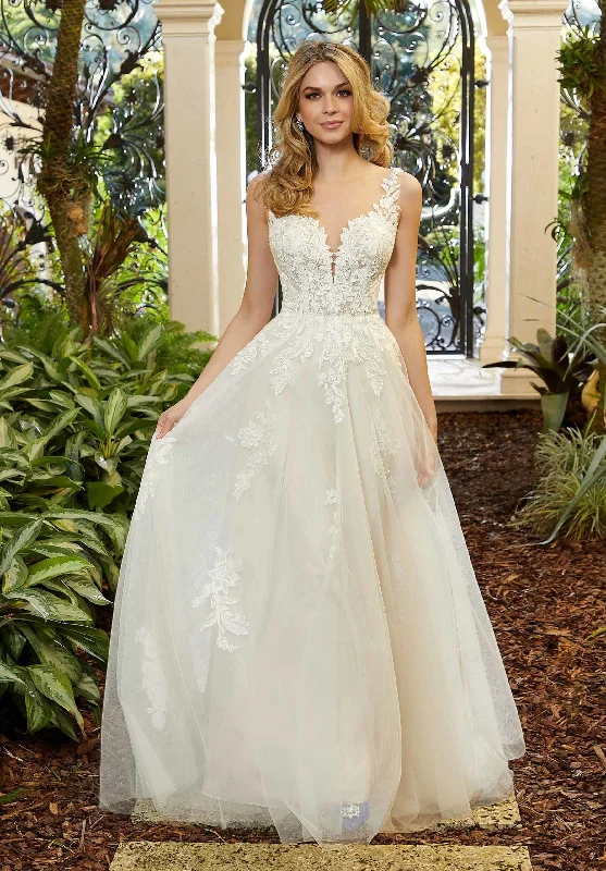 High Neck Wedding Dresses with Sheer Sleeves for a Modest LookMorilee 5974 - Size 14 High Neck Wedding Dresses with Sheer Sleeves for a Modest LookMorilee 5974 - Size 14