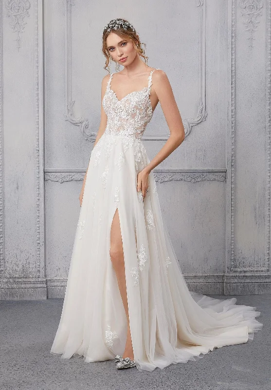 Wedding Dresses with Metallic Sequined Bodice and Chiffon Skirt and Ruffled Hem and Sheer Back for a Glamorous and Flirty LookMorilee Cipriana - Size 12 Wedding Dresses with Metallic Sequined Bodice and Chiffon Skirt and Ruffled Hem and Sheer Back for a Glamorous and Flirty LookMorilee Cipriana - Size 12