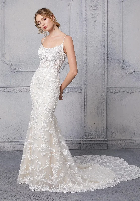 Wedding Dresses with Embroidered Floral Patterns and Tassel Hem and Sequined Bodice and Satin Sash for a Bohemian and Glamorous LookMorilee Claudine - Size 10 Wedding Dresses with Embroidered Floral Patterns and Tassel Hem and Sequined Bodice and Satin Sash for a Bohemian and Glamorous LookMorilee Claudine - Size 10