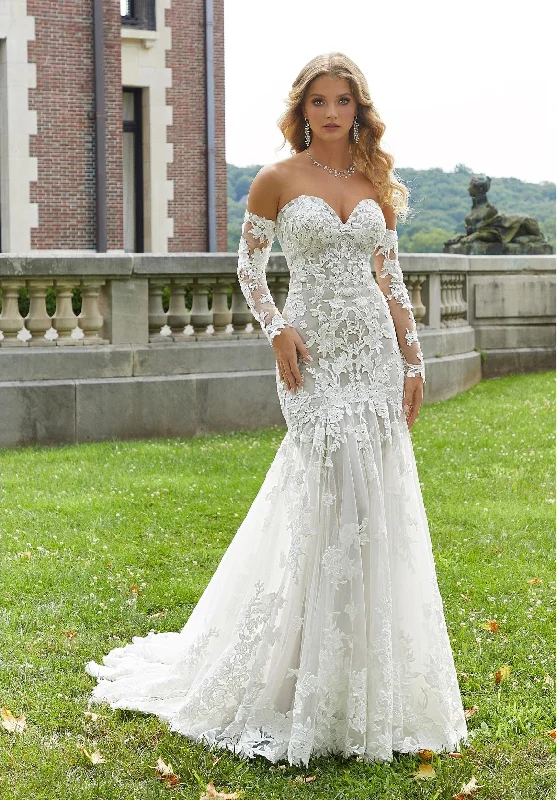 Wedding Dresses with Embroidered Floral Patterns and Tassel Hem and Sequined Bodice and Satin Sash and Belt for a Bohemian and Glamorous LookMorilee Dionne 2405 - Size 14 Wedding Dresses with Embroidered Floral Patterns and Tassel Hem and Sequined Bodice and Satin Sash and Belt for a Bohemian and Glamorous LookMorilee Dionne 2405 - Size 14