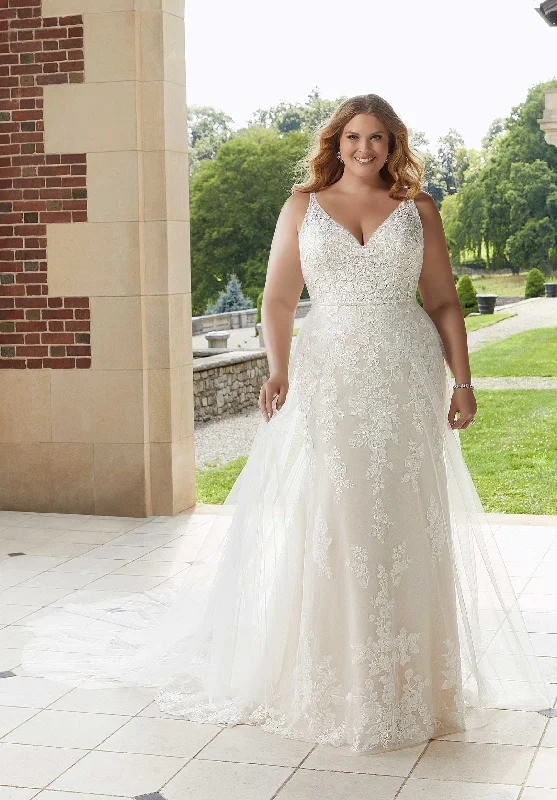 Princess Style Wedding Dresses with Tulle Overlay and Floral EmbroideryMorilee Julietta Esme 3347 - Size 22 Princess Style Wedding Dresses with Tulle Overlay and Floral EmbroideryMorilee Julietta Esme 3347 - Size 22
