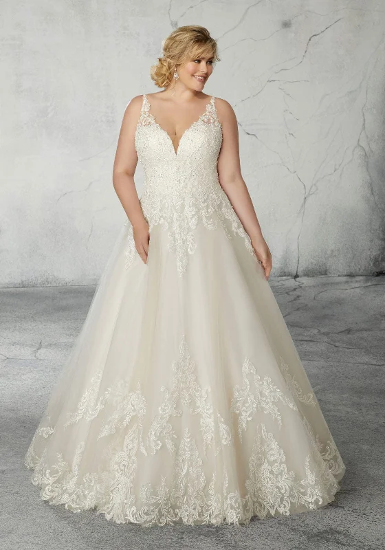 Off Shoulder Chiffon Wedding Dresses with Ruffled Hem for a Feminine TouchMorilee Julietta 3264 - Size 26W Off Shoulder Chiffon Wedding Dresses with Ruffled Hem for a Feminine TouchMorilee Julietta 3264 - Size 26W