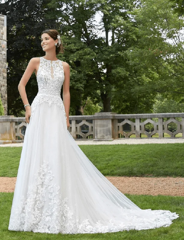 Wedding Dresses with Metallic Sequined Bodice and Chiffon Skirt and Ruffled Hem and Sheer Back for a Glamorous and Flirty LookMorilee Shani 5806 - Size 4 Wedding Dresses with Metallic Sequined Bodice and Chiffon Skirt and Ruffled Hem and Sheer Back for a Glamorous and Flirty LookMorilee Shani 5806 - Size 4