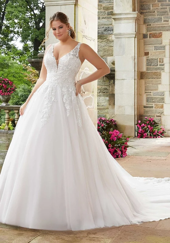 Wedding Dresses with Embroidered Floral Patterns and Tassel Hem and Sequined Bodice and Satin Sash for a Bohemian and Glamorous LookMorilee Sigourney - Size 24W Wedding Dresses with Embroidered Floral Patterns and Tassel Hem and Sequined Bodice and Satin Sash for a Bohemian and Glamorous LookMorilee Sigourney - Size 24W