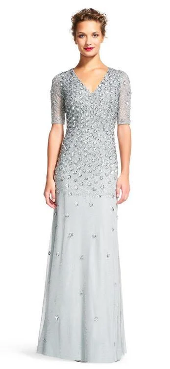 Party Dresses with High Neck and Embroidered Back for Ladies' Modest and Intricate LookAdrianna Papell AP1E200158 Mother of the Bride Dress Long Formal Party Dresses with High Neck and Embroidered Back for Ladies' Modest and Intricate LookAdrianna Papell AP1E200158 Mother of the Bride Dress Long Formal