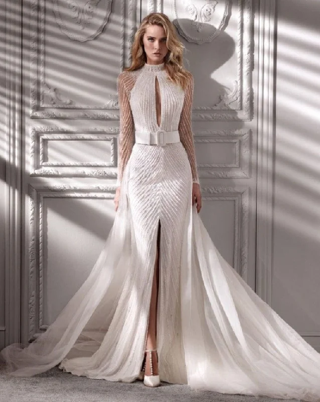 One Shoulder Wedding Dresses with Ruffled Sleeve for a Dramatic EffectNicole Milano NCA20112 - Size 16 One Shoulder Wedding Dresses with Ruffled Sleeve for a Dramatic EffectNicole Milano NCA20112 - Size 16