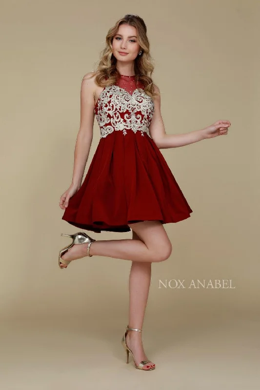 Party Dresses with Pleated Tulle Skirt and Sequined Geometric Shapes and Lace Overlay for Ladies' Princess and Feminine LookShort Embellished Formal Prom Homecoming Dress