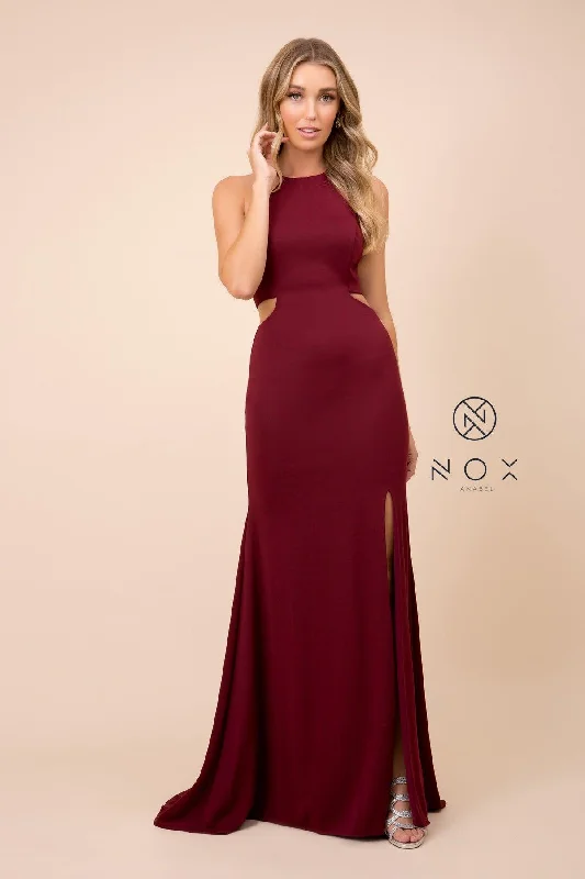 Party Dresses with Sheer Sleeve and Sequined Cuffs and Embroidered Bodice for Ladies' Elegant and Sparkly LookLong Open Back Cutout Prom Dress Evening Gown