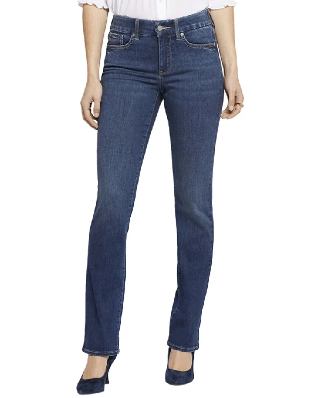 Denim jeans with a contrast - stitching detail for a pop of colorNYDJ Marilyn Cambridge Straight Leg Jean