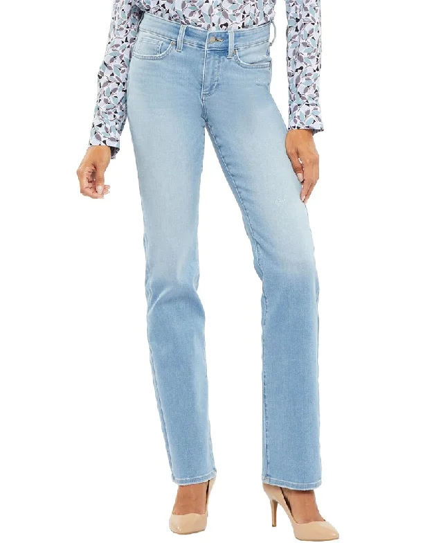 Denim jeans for a snowboarding trip with appropriate layeringNYDJ Petite Marilyn Bryce Straight Leg Jean