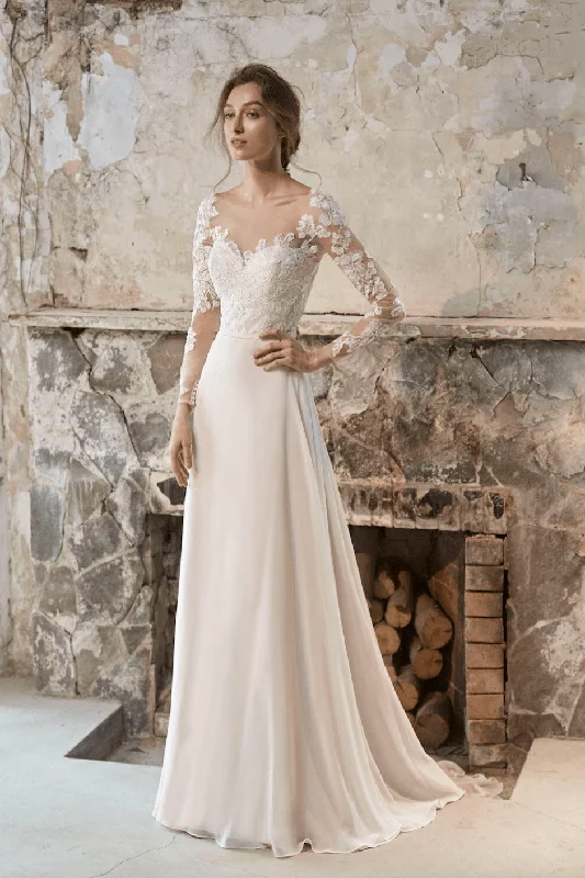 Ballroom Style Wedding Dresses with Beaded Belt and Long TrainOmelie Bridal OC2027 - Size 16 Ballroom Style Wedding Dresses with Beaded Belt and Long TrainOmelie Bridal OC2027 - Size 16