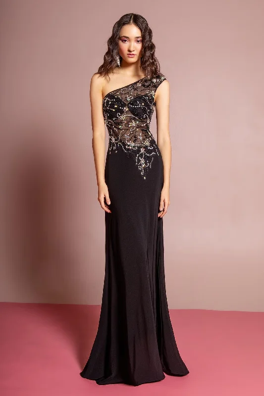 Embroidered Party Dresses with Metallic Thread for Ladies' Cultural FestivalsProm Long Beaded One Shoulder Formal Evening Dress Embroidered Party Dresses with Metallic Thread for Ladies' Cultural FestivalsProm Long Beaded One Shoulder Formal Evening Dress