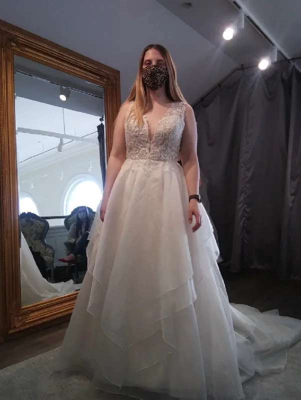 Wedding Dresses with Embroidered Floral Patterns and Tassel Hem and Sequined Bodice and Satin Sash and Belt for a Bohemian and Glamorous LookOther Alina Wedding Dresses with Embroidered Floral Patterns and Tassel Hem and Sequined Bodice and Satin Sash and Belt for a Bohemian and Glamorous LookOther Alina