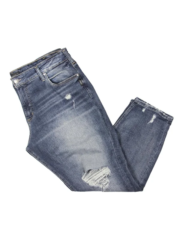 Denim jeans for a movie night with a cozy sweater or jacketPlus Womens Mid-Rise Stretch Boyfriend Jeans