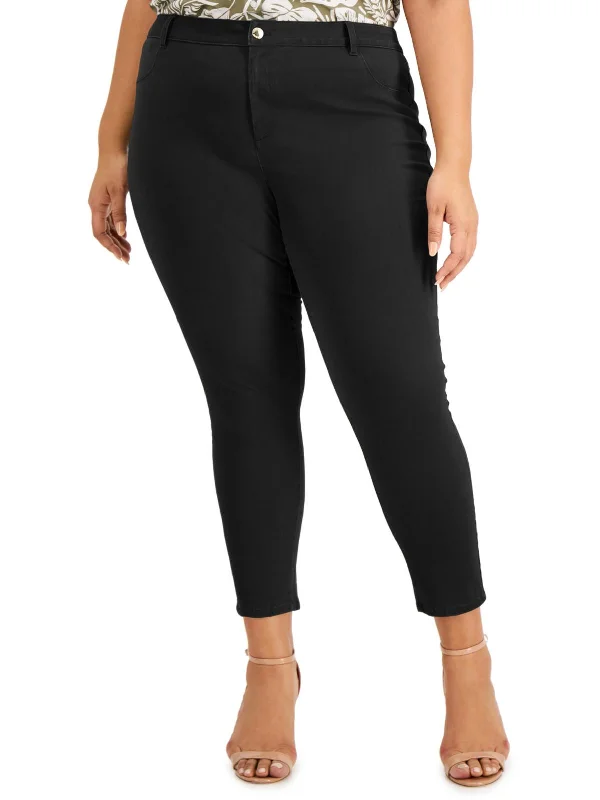 Wrinkle - resistant denim jeans for easy maintenance and hassle - free wearPlus Womens Mid Rise Twill Slim Jeans