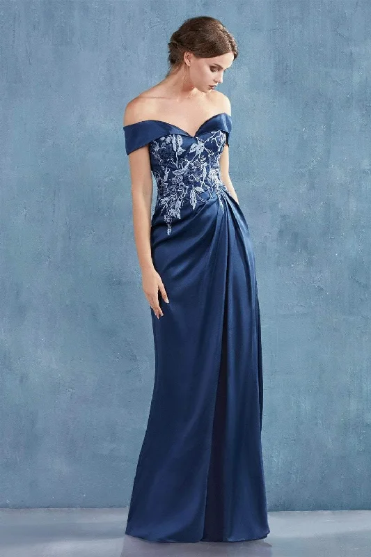 Party Dresses with Sequined Geometric Shapes and Lace and Chiffon Blend and Ruffled Sleeves for Ladies' Modern and Dramatic LookAndrea & Leo CDA0955 Prom Long Dress Evening Gown