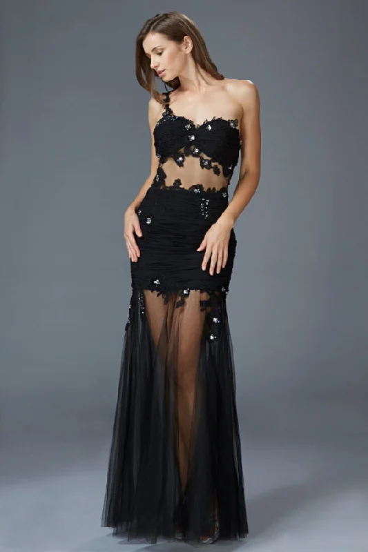 Party Dresses with Pleated Tulle Skirt and Sequined Geometric Shapes for Ladies' Princess and Modern LookProm Long One Shoulder Strap Formal Dress Party Dresses with Pleated Tulle Skirt and Sequined Geometric Shapes for Ladies' Princess and Modern LookProm Long One Shoulder Strap Formal Dress