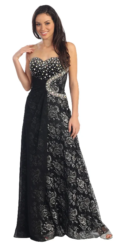 Party Dresses with Sequined Bodice and Chiffon Skirt for Ladies' Elegant ContrastProm Long Strapless Sweetheart Formal Evening Dress Party Dresses with Sequined Bodice and Chiffon Skirt for Ladies' Elegant ContrastProm Long Strapless Sweetheart Formal Evening Dress