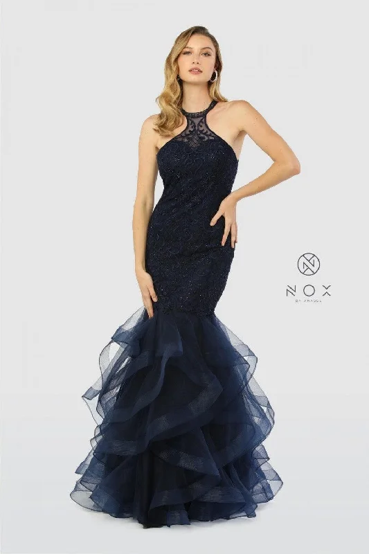 Party Dresses with Lace Insertions on the Skirt and Beaded Waistband and Ruffled Hem for Ladies' Feminine and Flirty LookLong Ruffled Prom Dress Mermaid Evening Gown Party Dresses with Lace Insertions on the Skirt and Beaded Waistband and Ruffled Hem for Ladies' Feminine and Flirty LookLong Ruffled Prom Dress Mermaid Evening Gown