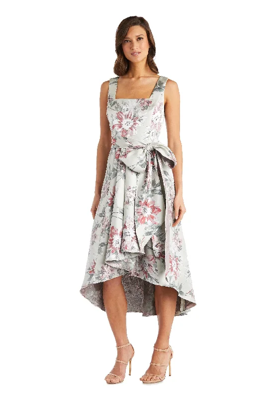 Party Dresses with Embroidered Floral Patterns and Tassel Hem and Sequined Bodice for Ladies' Bohemian and Glamorous LookR&M Richards 7213 High Low Mother Of The Bride Dress