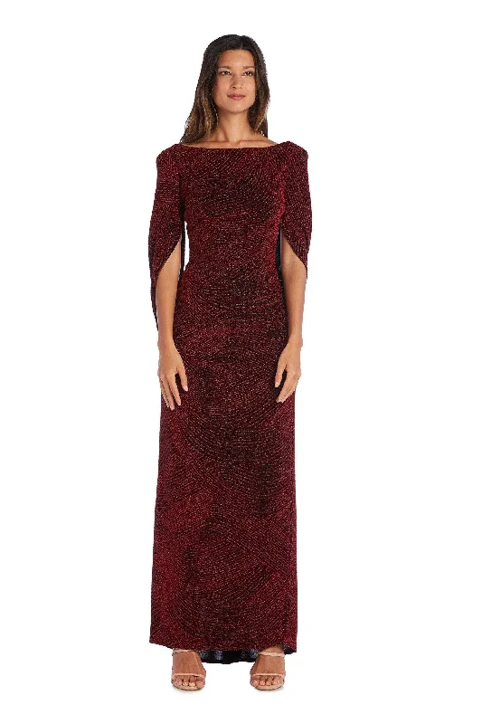 Party Dresses with Beaded Floral Wreath on the Bodice and Tulle Skirt for Ladies' Delicate and Festive LookR&M Richards 5912 Long Formal Fitted Metallic Dress Party Dresses with Beaded Floral Wreath on the Bodice and Tulle Skirt for Ladies' Delicate and Festive LookR&M Richards 5912 Long Formal Fitted Metallic Dress