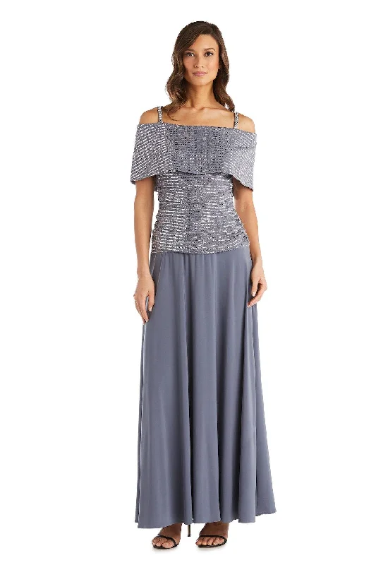 Party Dresses with Lace Insertions on the Skirt and Beaded Waistband for Ladies' Feminine and Glamorous LookR&M Richards 7047 Long Formal Mother Of The Bride Dress Party Dresses with Lace Insertions on the Skirt and Beaded Waistband for Ladies' Feminine and Glamorous LookR&M Richards 7047 Long Formal Mother Of The Bride Dress
