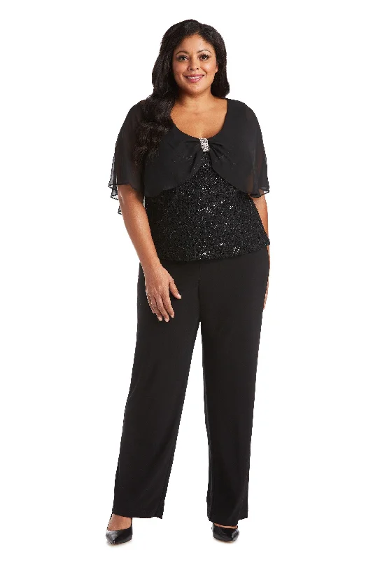 Sheath Style Velvet Party Dresses for Ladies' Evening GalasR&M Richards 7029W Plus Size Lace Caplet Pant Set