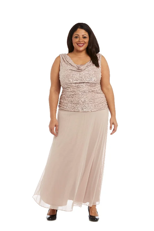 Party Dresses with Metallic Sequined Bodice and Chiffon Skirt and Ruffled Hem for Ladies' Glamorous and Flirty LookR&M Richards 9657W Plus Size Mother Of The Bride Dress Party Dresses with Metallic Sequined Bodice and Chiffon Skirt and Ruffled Hem for Ladies' Glamorous and Flirty LookR&M Richards 9657W Plus Size Mother Of The Bride Dress