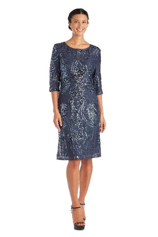 Backless Party Dresses with Rhinestone Embellishments for Ladies' Sexy LookR&M Richards 7434 Short Mother Of The Bride Dress