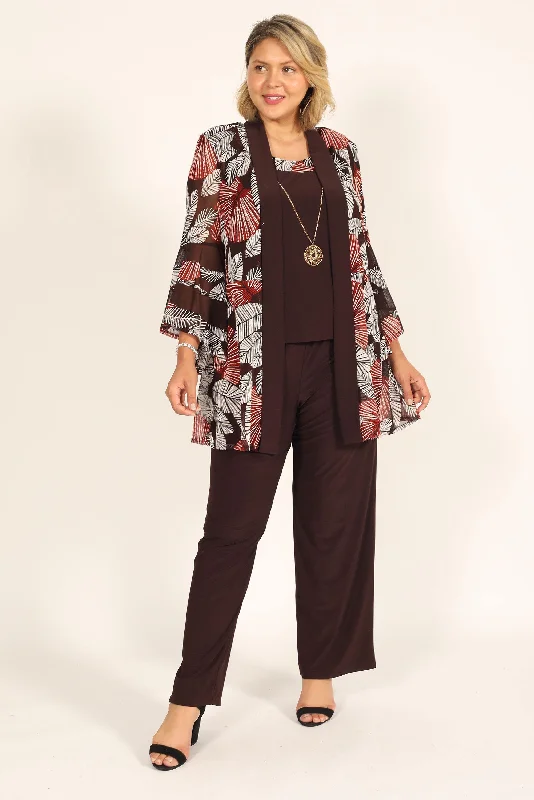 Plunging Neckline Party Dresses with Sequined Trim for Ladies' Glamorous EventsR&M Richards 7496 Two Piece Print Pant Suit