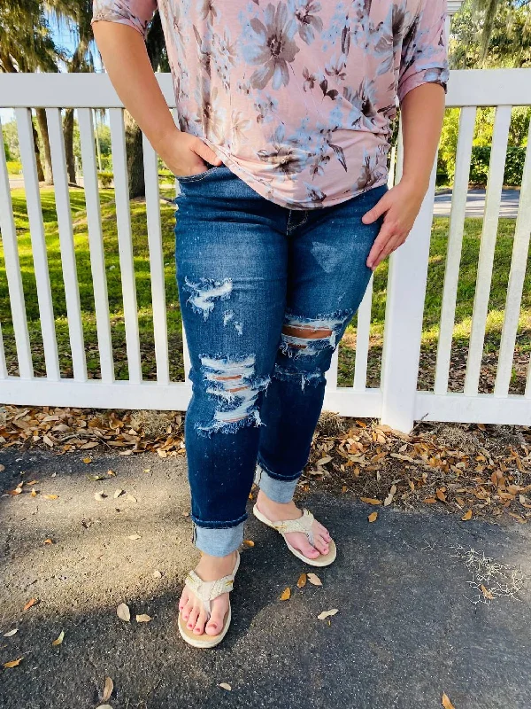 Patchwork denim jeans with unique fabric combinations for a one - of - a - kind lookSandcastles And Sangria Jeans By Judy Blue In Denim Blue