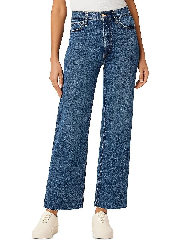Denim jeans for a yoga class with a flexible and breathable fabricThe Blake Womens Released Hem Denim Wide Leg Jeans