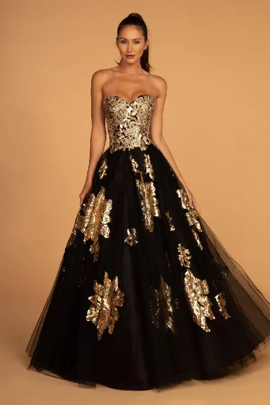 Party Dresses with Ruffled Sleeveless Top and Embroidered Skirt for Ladies' Dramatic and Artistic LookBlack and Gold Sweetheart Long Prom Dress Party Dresses with Ruffled Sleeveless Top and Embroidered Skirt for Ladies' Dramatic and Artistic LookBlack and Gold Sweetheart Long Prom Dress