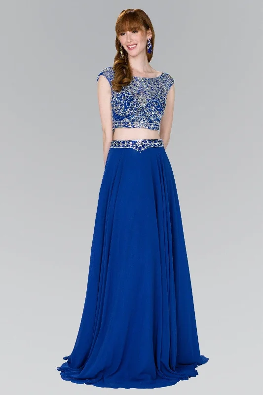 Party Dresses with Sequined Star Motifs and Sheer Sleeve and Ruffled Hem for Ladies' Celestial and Flirty LookProm Long Formal 2 Piece Chiffon Evening Gown Party Dresses with Sequined Star Motifs and Sheer Sleeve and Ruffled Hem for Ladies' Celestial and Flirty LookProm Long Formal 2 Piece Chiffon Evening Gown