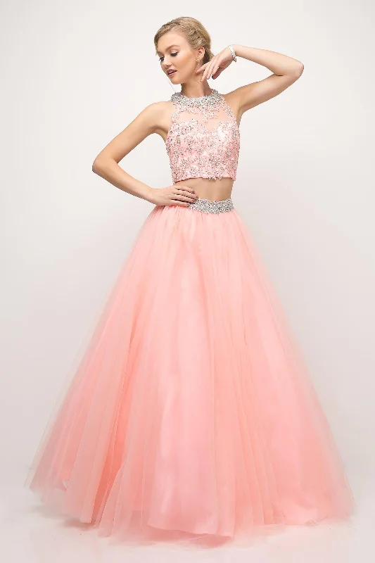 Party Dresses with Sequined Floral Motifs and Satin Ribbon Detailing for Ladies' Elegant and Delicate LookCinderella Divine UM078 Two Piece Sexy Prom Long Gown Party Dresses with Sequined Floral Motifs and Satin Ribbon Detailing for Ladies' Elegant and Delicate LookCinderella Divine UM078 Two Piece Sexy Prom Long Gown