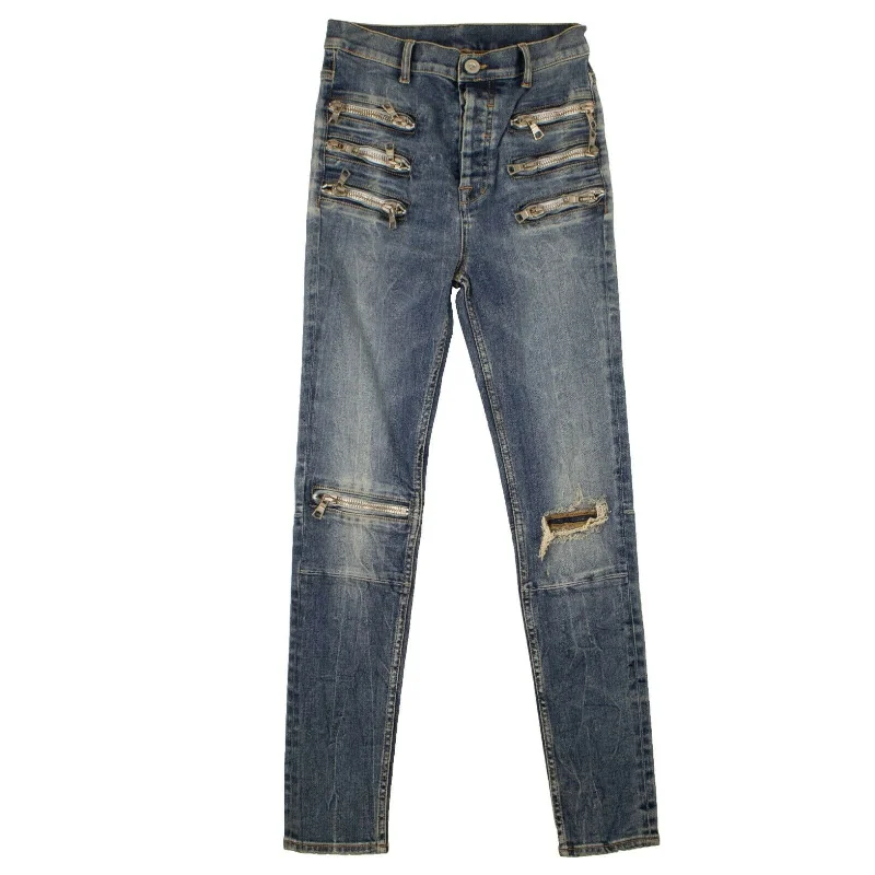 Adjustable - waist denim jeans with a drawstring or buckle for a customizable fitUnravel Project Triple Zip Skinny Fit Jeans - Blue