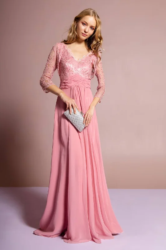 Party Dresses with Rhinestone Embellishments and Sheer Sleeves for Ladies' Luxurious and Alluring LookLong Mother of the Bride Dress Jacket Party Dresses with Rhinestone Embellishments and Sheer Sleeves for Ladies' Luxurious and Alluring LookLong Mother of the Bride Dress Jacket