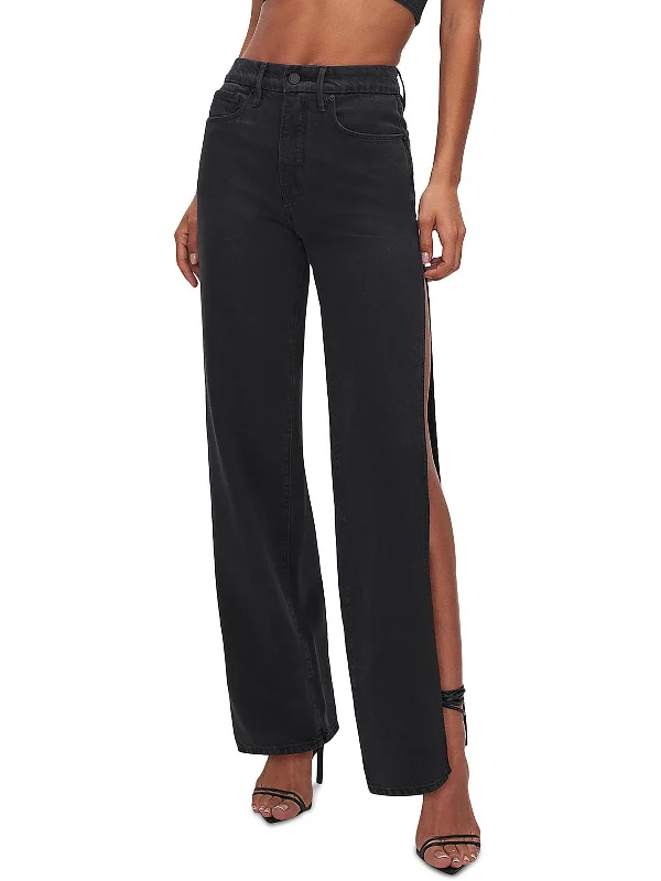 Denim jeans for a sporty - casual outfit with a tennis shoe and a sporty topWomens High Rise Side Slit High-Waist Jeans