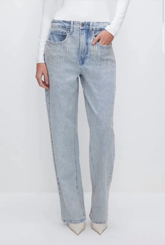 Stretch yoga pants for women to exercise90S Diamond Fringe Jeans In Indigo