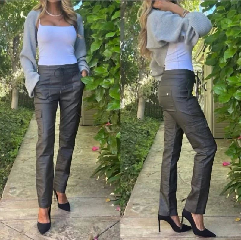 High waisted skinny jeans for women in a figure - hugging styleAli Pant In Gray Vegan