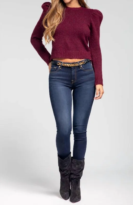 Elastic waist palazzo pants for plus size womenAnkle Skinny Hem Jean In Dark Wash