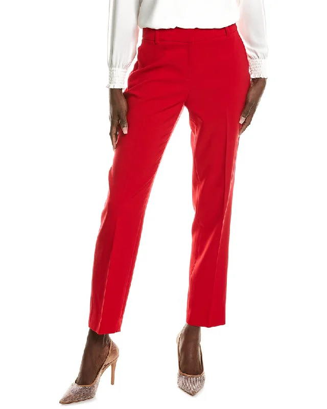 Wide leg linen blend pants for women in summerAnne Klein Fly Front Slash Pocket Straight Ankle Pant