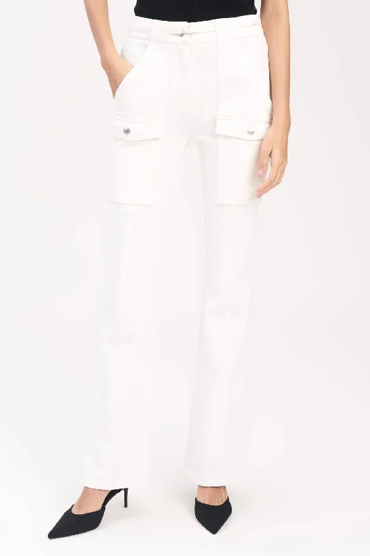 Plaid wide leg jeans for women in a preppy and trendy styleAspen High Waisted Flare Pant In Ecru
