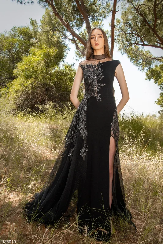 Party Dresses with Sequined Floral Motifs and Satin Ribbon Detailing for Ladies' Elegant and Delicate LookAzzure Couture FM6010 Party Dresses with Sequined Floral Motifs and Satin Ribbon Detailing for Ladies' Elegant and Delicate LookAzzure Couture FM6010