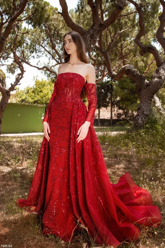 Party Dresses with Pleated Skirts and Lace Overlay for Ladies' Feminine and Timeless LookAzzure Couture FM6024 Party Dresses with Pleated Skirts and Lace Overlay for Ladies' Feminine and Timeless LookAzzure Couture FM6024