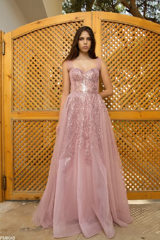 Party Dresses with High Neck and Embroidered Back for Ladies' Modest and Intricate LookAzzure Couture FM6048 Party Dresses with High Neck and Embroidered Back for Ladies' Modest and Intricate LookAzzure Couture FM6048
