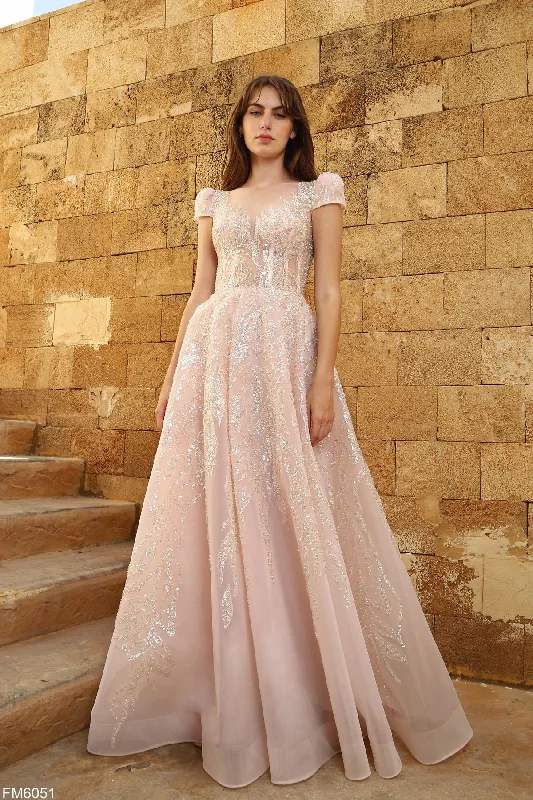Tulle Party Dresses with Beaded Waistband for Ladies' Defined Waist and Graceful LookAzzure Couture FM6051 Tulle Party Dresses with Beaded Waistband for Ladies' Defined Waist and Graceful LookAzzure Couture FM6051
