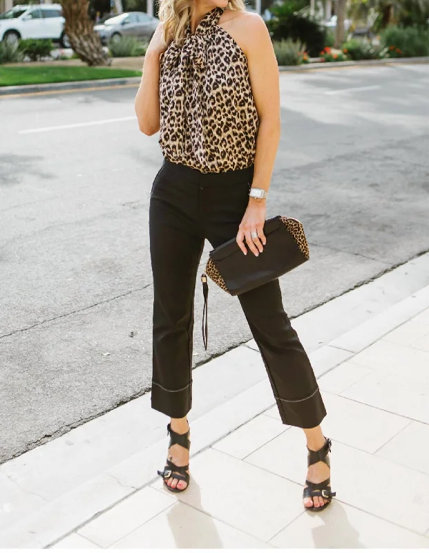 Embroidered denim wide leg pants for women in a unique and eye - catching styleBaxter Cropped Straight-Leg Trouser In Black